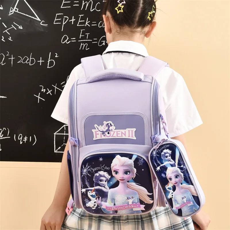 Disney Girl Boy School Bag Set of 3pcs Grade 1-3 Frozen Spider Man Primary Student Shoulder Orthopedic Backpack Mochila Escolare