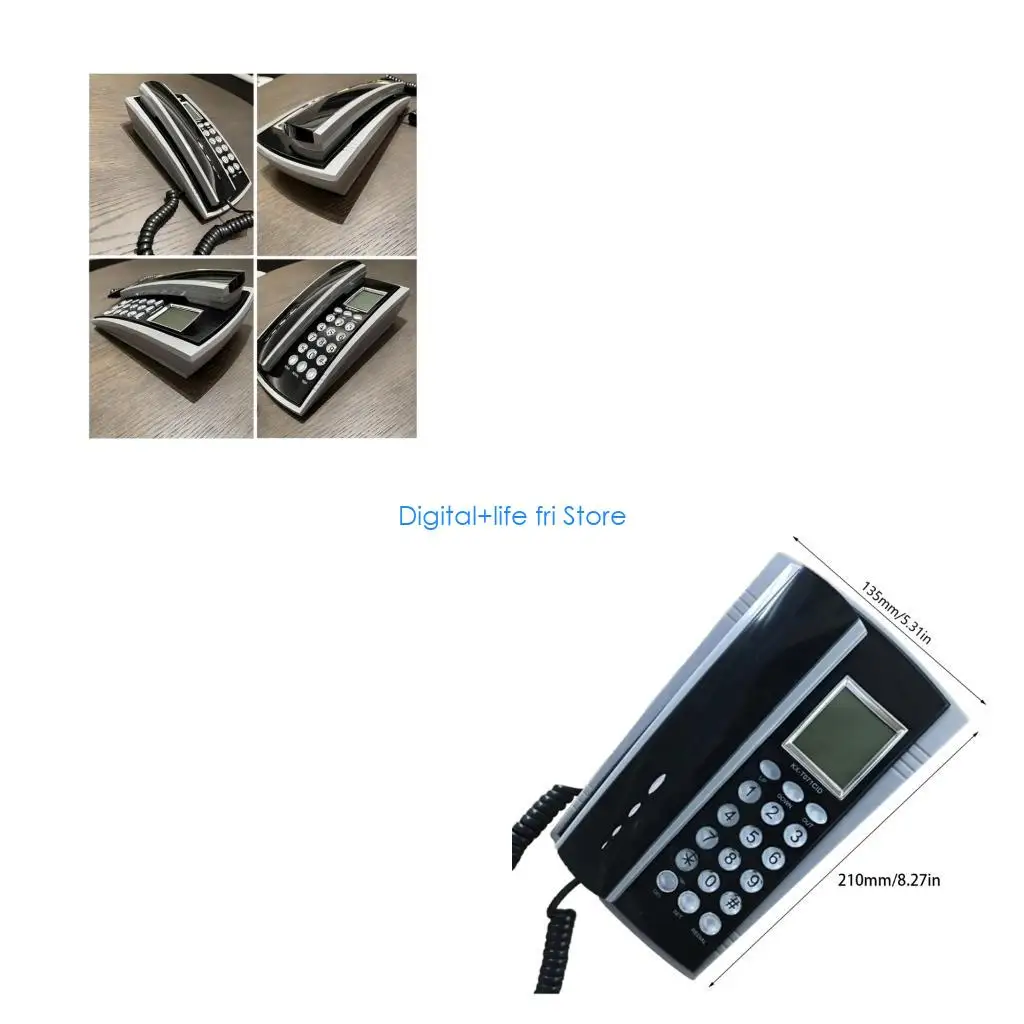 E06D KX~071 Desktop Corded Telephone LED Display Fixed Landline Phone Call Memory Last Number Redials Wall Mountable