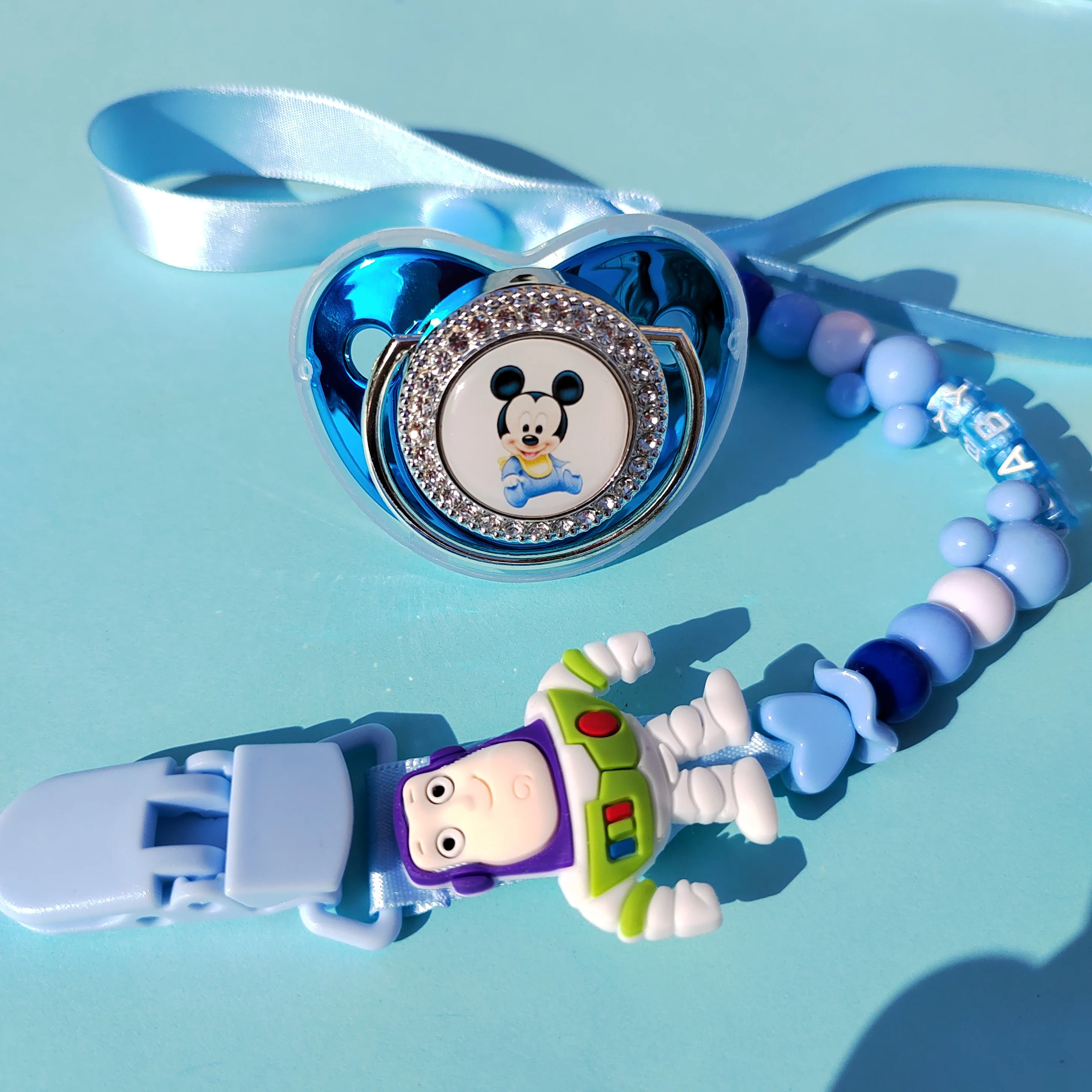 Newborn Baby Birthday Gift Pacifiers for Babies Newst Disney Buzz Lightyear Nippler Beads Clamps Chains Weaning Comfort Soothing