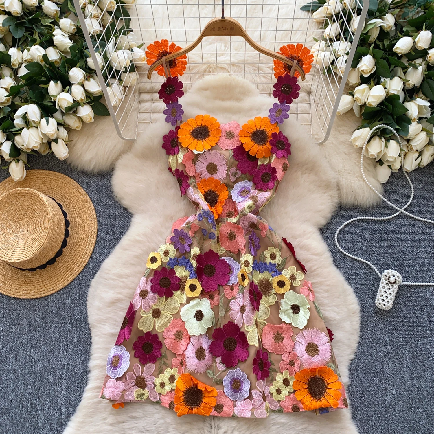 Vintage Embroidered floral Bohemia Casual Beach Sundress Women Fashion Vacation Sexy Elegant Vestidos dresses