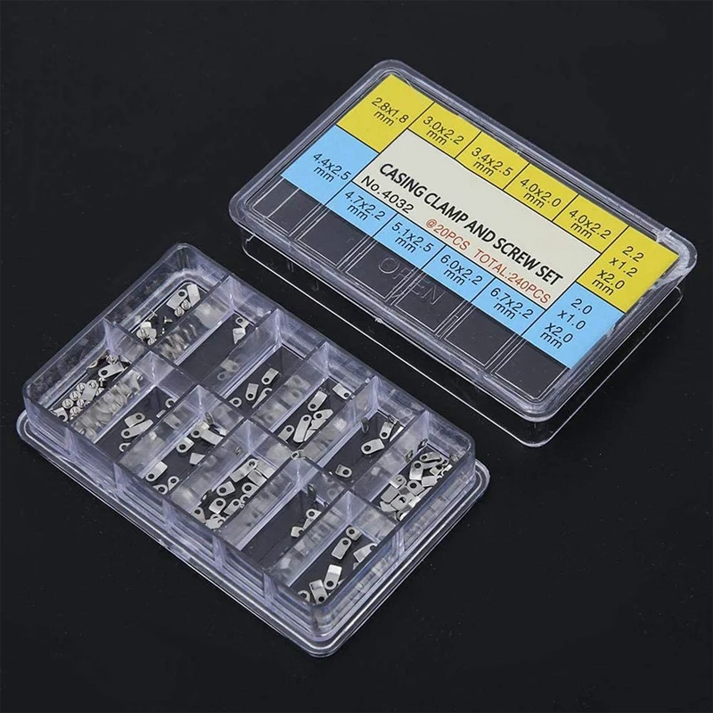 240Pcs Watch Casing Clamp Movement Adapter Securing Screw Washer Repair Part Tools for ETA 2824 2836 2846