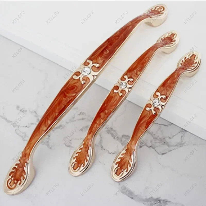 Modern Minimalist European Style Cabinet Door Handle Zinc Alloy Handle American Amber Inlaid Diamond Wardrobe Door Handle