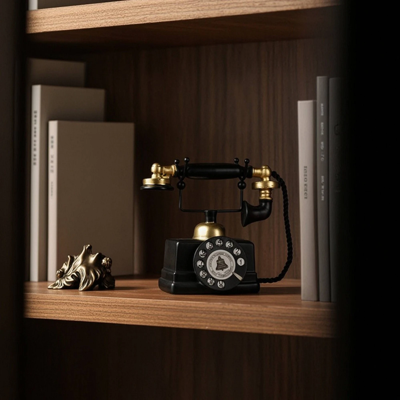 Vintage Rotary Telephone Ornament Decorative Retro Telephone Decor Rotary Phone Model Antique-Style for Home Decorators