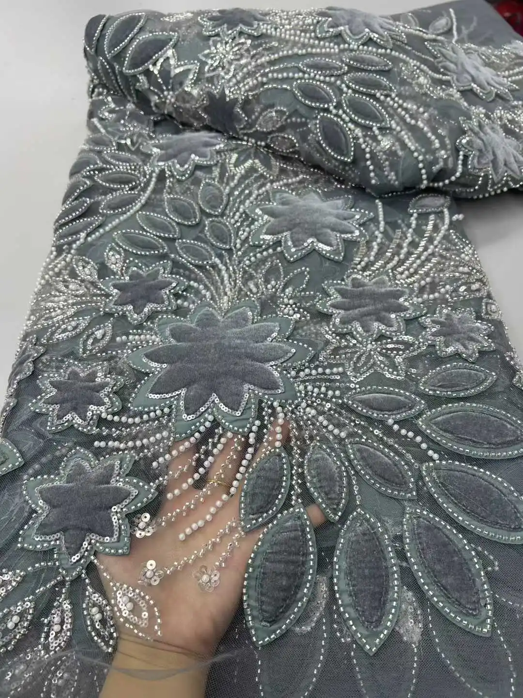 2025 новейшая африканская тяжелая кружевная ткань с бисером, французская сетка с блестками, кружевная ткань, нигерийское тюлевое кружево для вечеринки