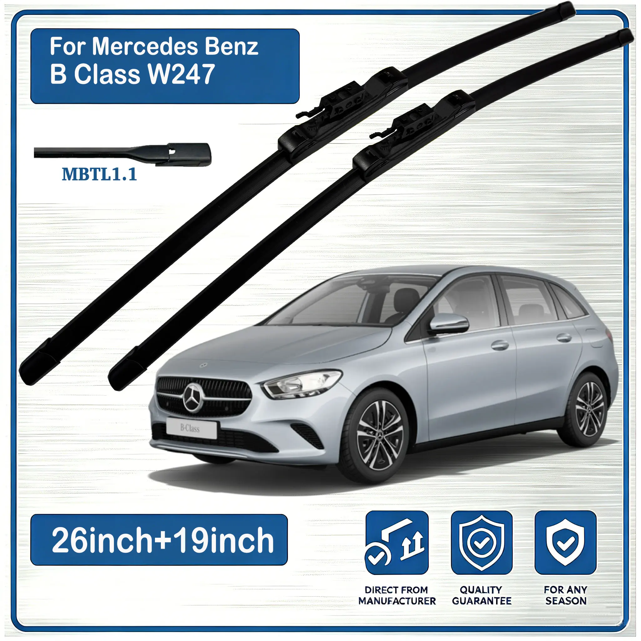 For Mercedes Benz B Class W247 2018-2025 Front Wiper Blades Windscreen Windshield Window WIPER 2PCS