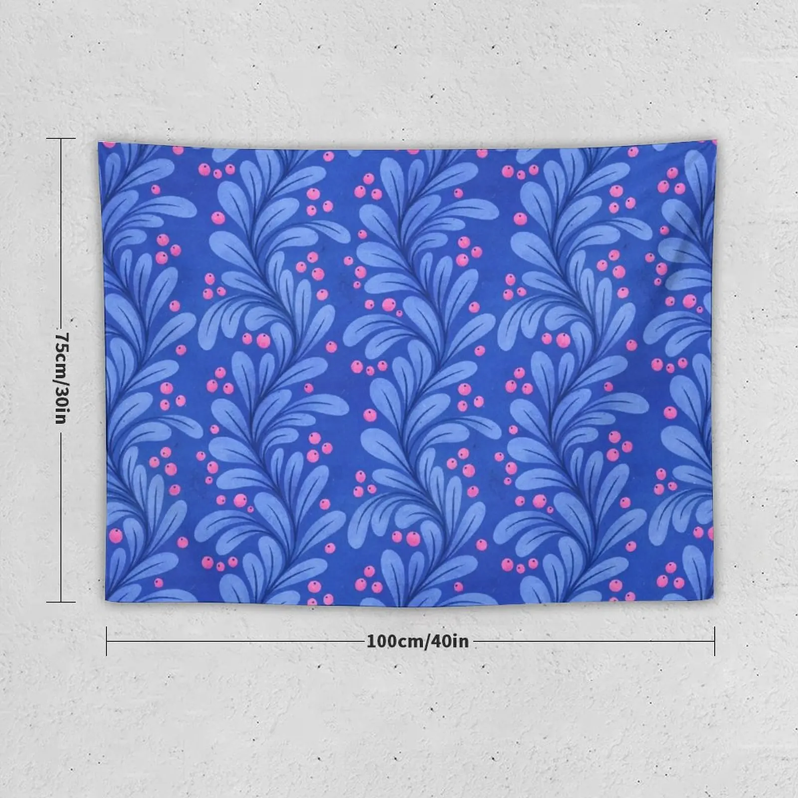 New Cobalt Blue Leaves and Hot Pink Berries Tapestry Bedrooms Decorations Bedroom Decor Aesthetic Bedroom Decoration