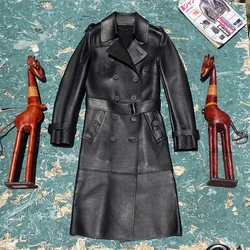 genuine 100% sheepskin leather fur coat Breaking code! Lineless reverse fitting top layer sheep women's long windbreaker great