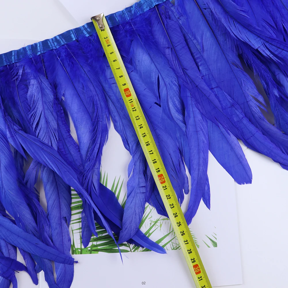 2Meters Colorful Rooster Tail Feathers Trim 25-30cm /10-12inches Pheasant Feather Fringe Ribbon for Carnival Plumes Decoration