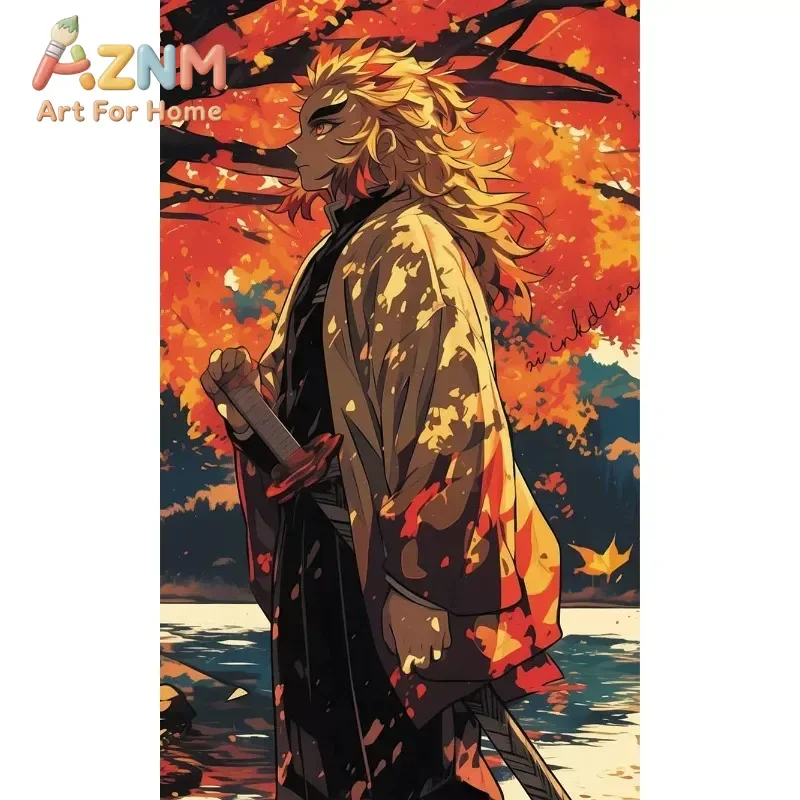 AZNM Demon Slayer Kimetsu No Yaiba All Characters Anime Canvas Wall Art Frameless Print Poster for Bedroom Living Room Home Wall