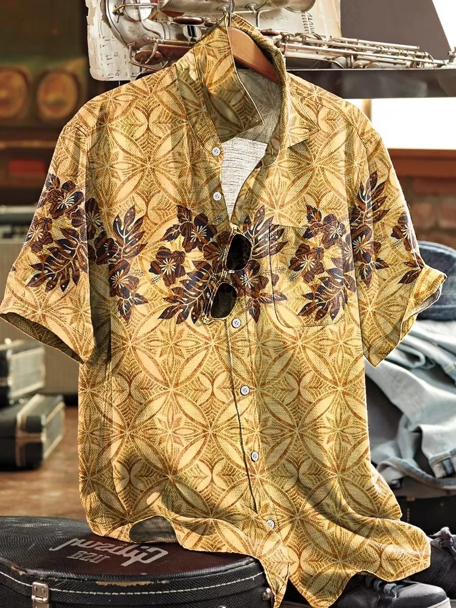 New Blue Blue Silver Thread Abstract Crack Mesh Short Sleeve Shirt Modern Art Men's Leisure Vacation Shirt