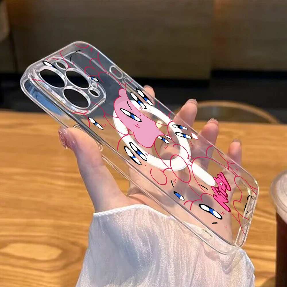 Cute Cartoon K-Kirbys For Magesafe Magnetic Phone Case for iPhone 17 Air 16 15 14 Plus 13 12 11 Pro Max X Xs XR 8 SE Clear Cover view 6