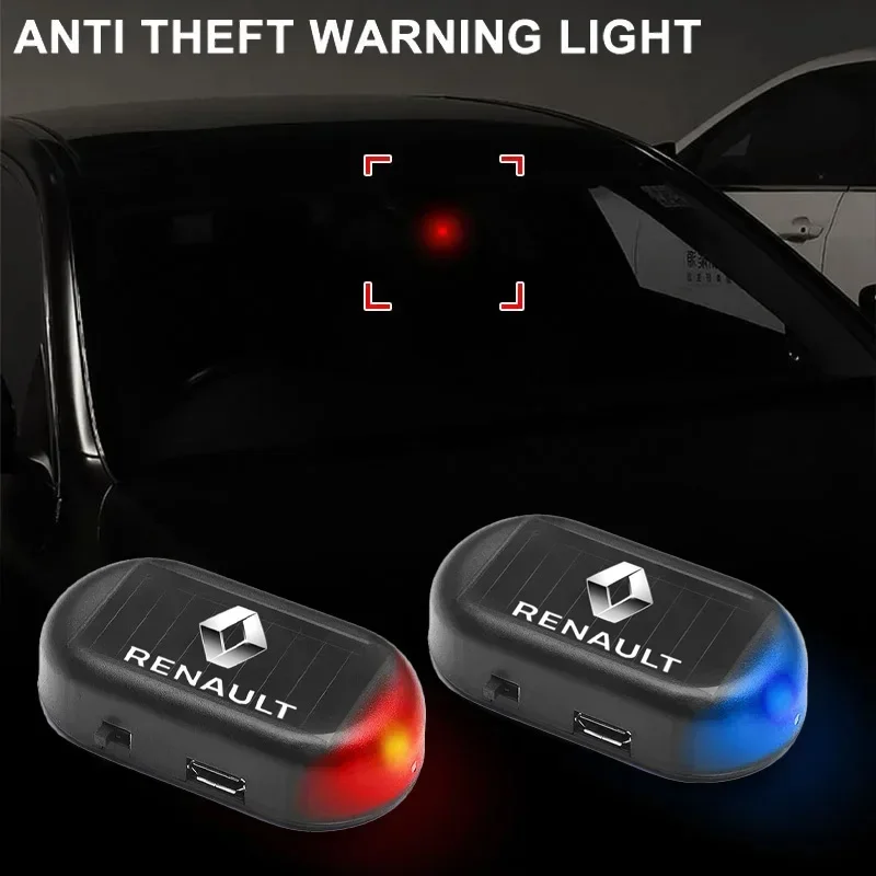 1 pçs luzes de alarme sem fio solar estilo do carro para renault clio laguna 2 megane 2 3 d uster logan captur emblemas acessórios do carro