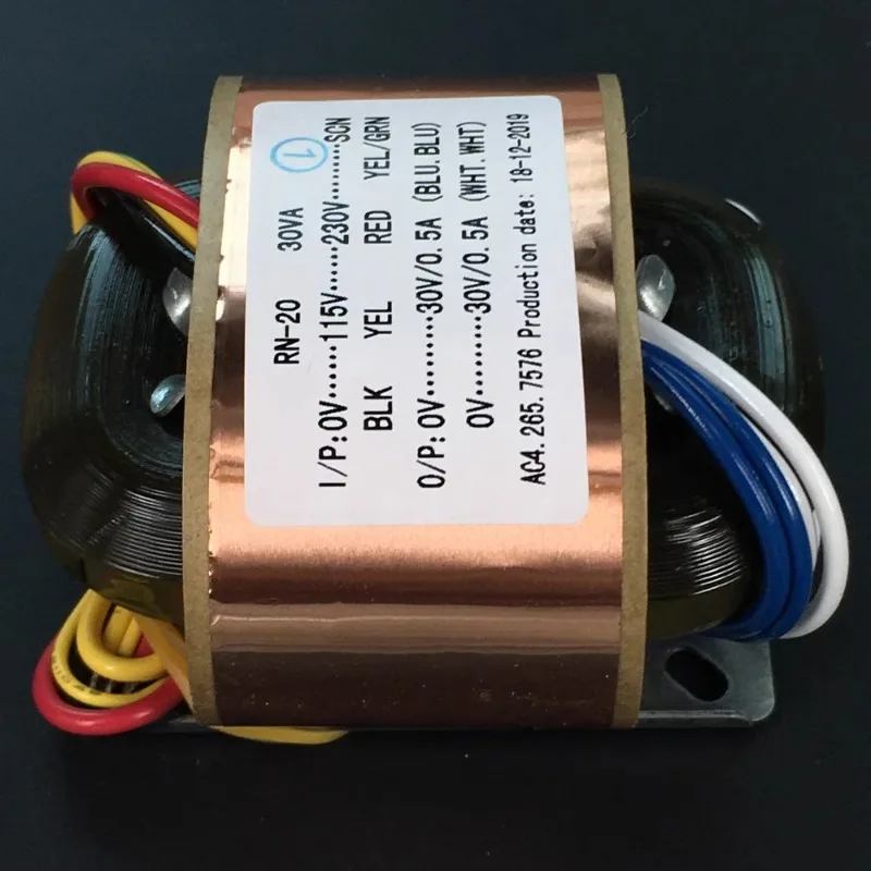R Core Transformer 20W R20 30V Transformers 220V To 2X30V Copper Custom Shield Pre-Decoder Earphone DAC Audio Power Supply