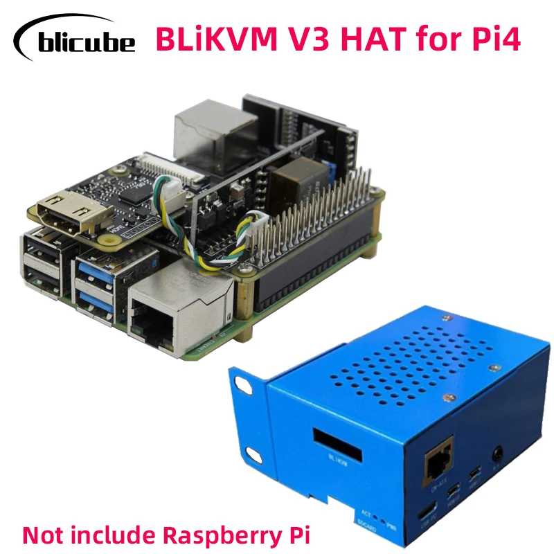 BLIKVM HAT Server O & M Hdmicsi Remote Control KVM Remote Control O & M Overip Metal Case for Raspberry Pi 4