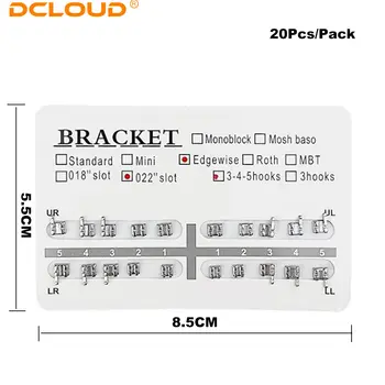 20 ks/balení zubních ortodontických kovových rovnátka, monoblokové mini rovnátka Roth/MBT/Edgewise 022/018 3/345, háčky, stomatologické příslušenství 8 nejlepší prodej zubní rovnátka - №8