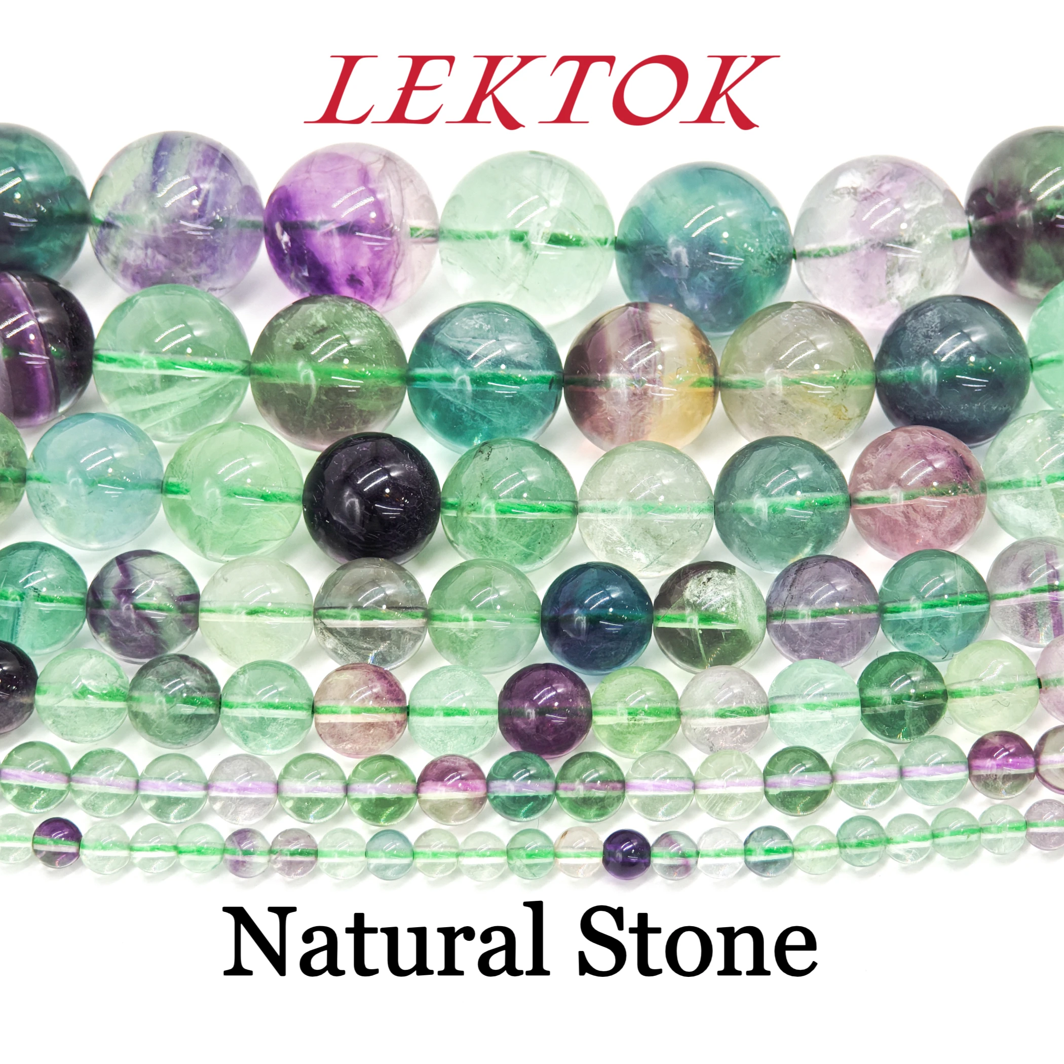 

High-quality Natural Stone Colorful Fluorite Round Loose Beads, 4-6-8-10-12-14mm Jewelry Accessories, for Handmade DIY.