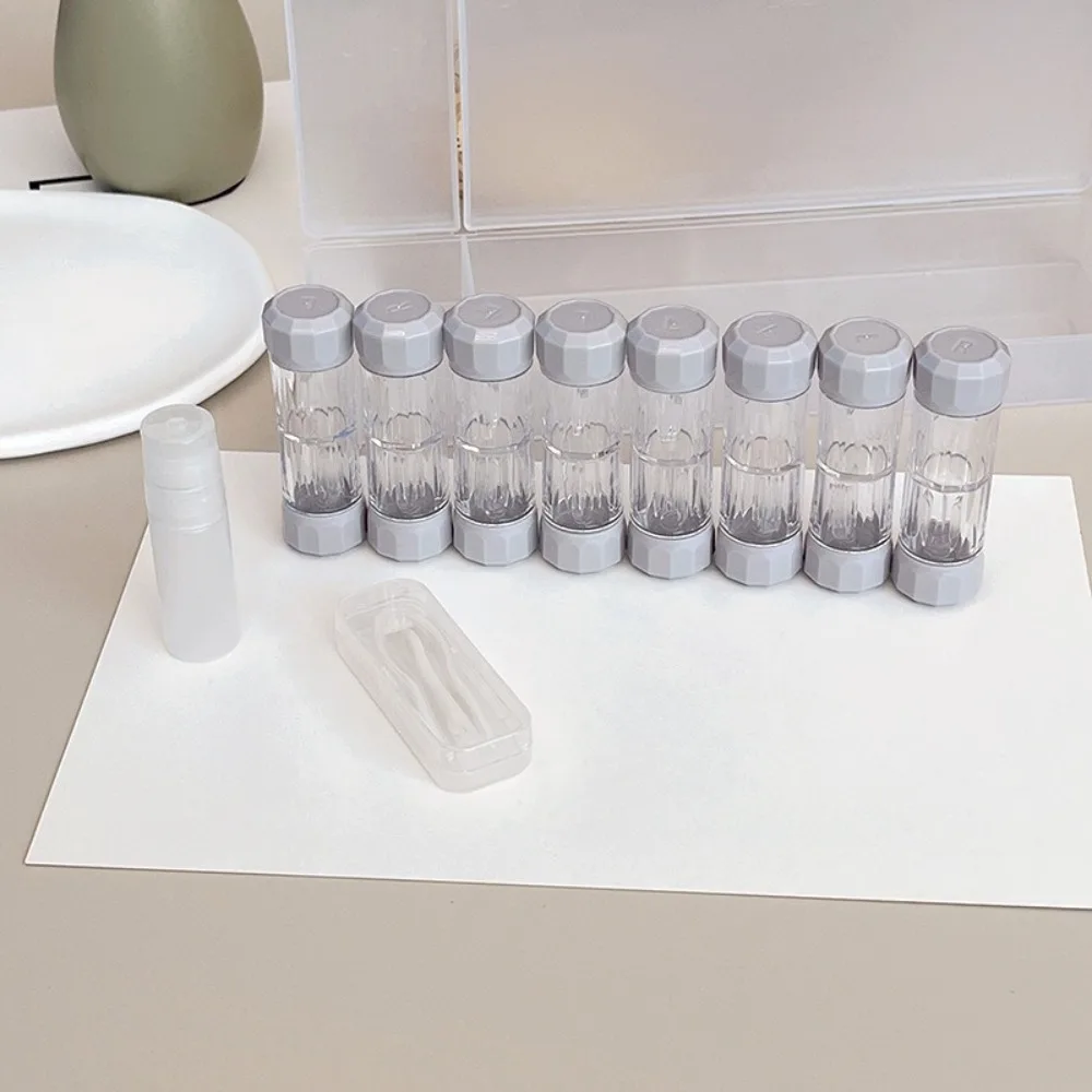8 Pairs Portable Contact Lens Box Holder 7 Colors Small Design Contact Lenses Soak Storage Case Durable Clear RGP Lens Container