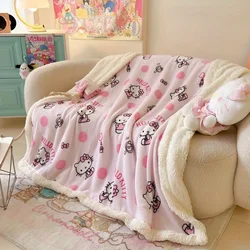 Hello Kitty Plush Double-Layered Throw Blanket - Soft, Reversible, Machine Washable, All-Season Cozy Fleece for Couch & Bed,