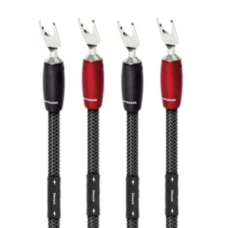 Hi-end 4 peças cabo jumper dragão série 1000 plugues banana prateados/plugues em forma de u pss prata cabo de ponte de alto-falante de áudio hifi