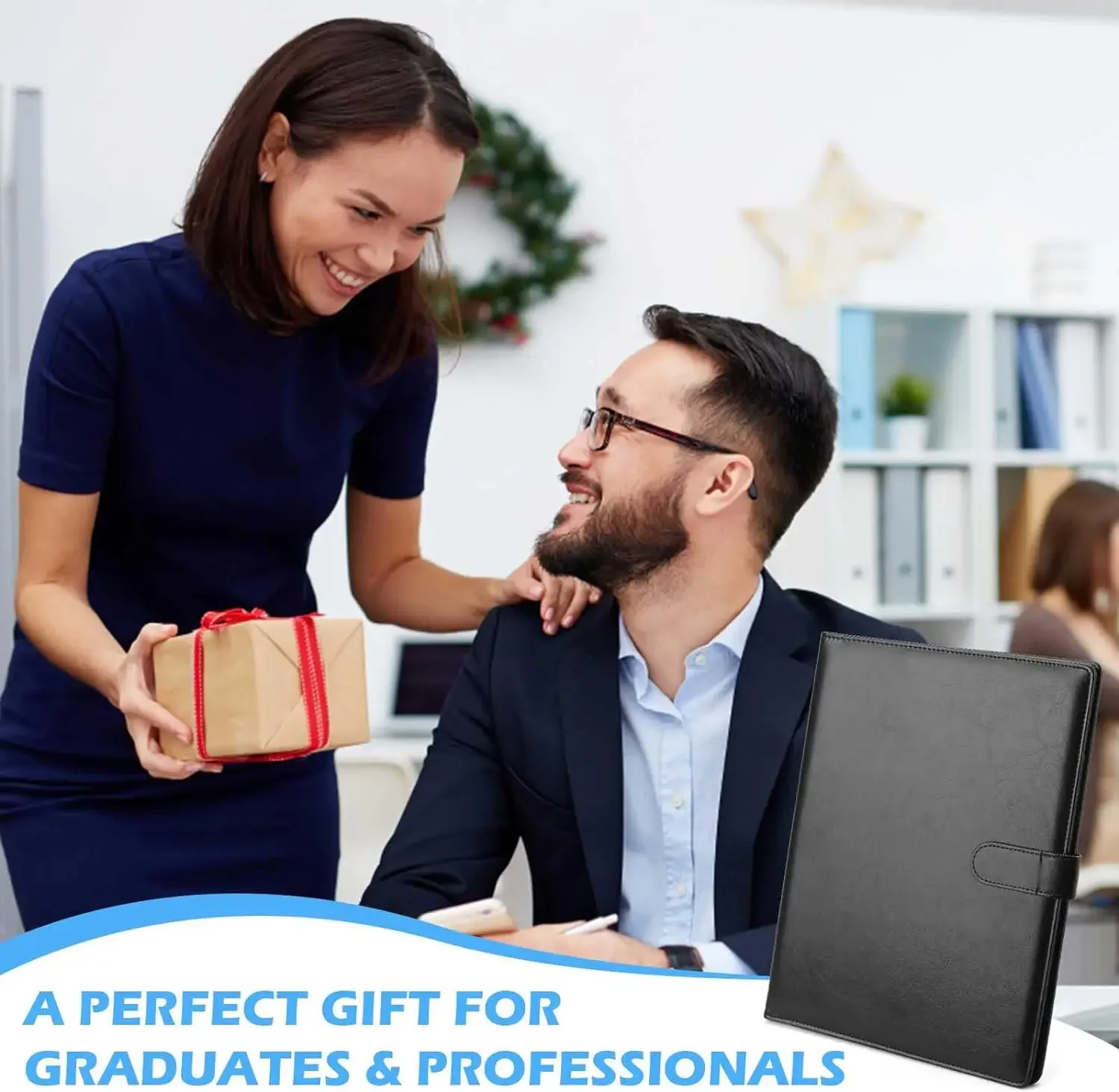 Paket file folder papan klip Notepad Bisnis kombinasi pengatur papan klip kulit A4PU cocok untuk resume dudukan Notepad