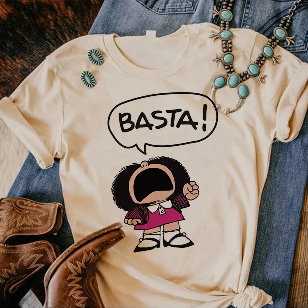 Mafalda t-shirt girl Graphic anime Colorful korean clothes University women tshirt anime Grunge University Digital graphic