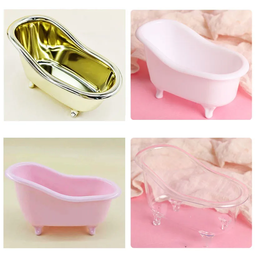 Mini caja de almacenamiento de cosméticos para baño, caja de almacenamiento de plástico para bañera, almacenamiento y organización de mesa de escritorio