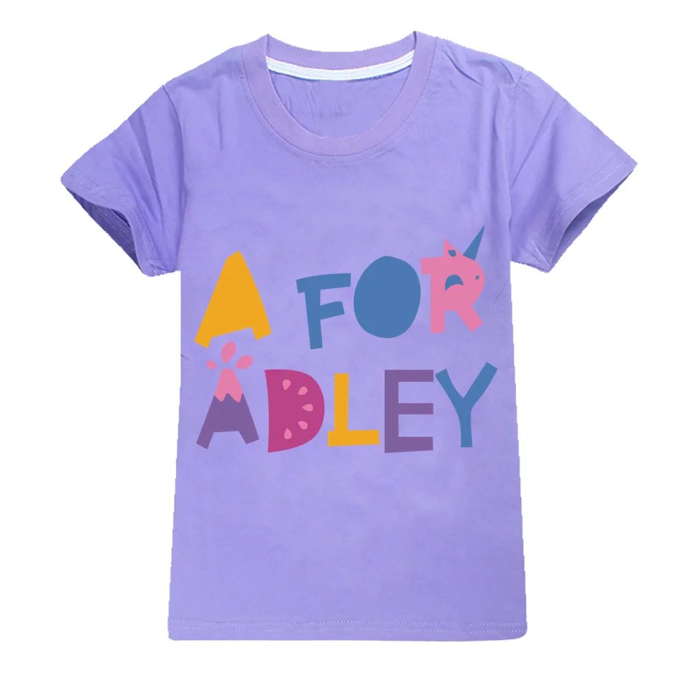 2-16Y 2024 Summer Fashion Printed A FOR ADLEY Clothes Kids Short Sleeve Tops Teen Boys Cotton T-shirts +cap Baby Girls Cute Tees