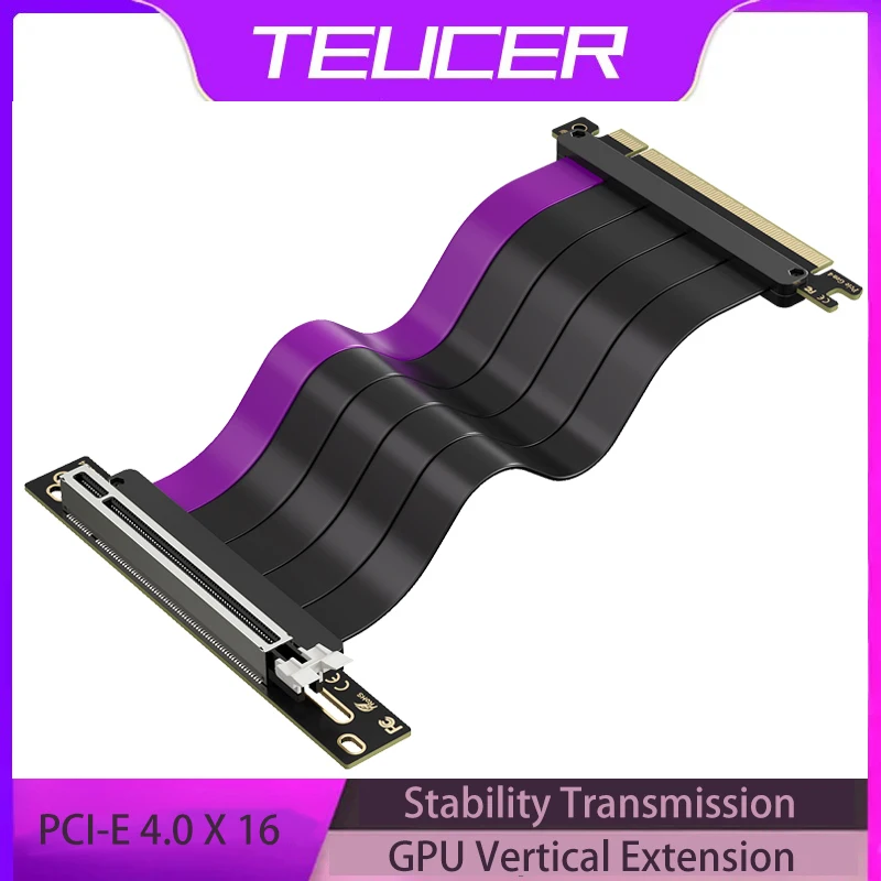 

Teucer Extended PCI-E Graphics Card Extended 90° Cable 4.0x16 Standard PCL-E X16 Black/White Length 200mm GPU Vertical Cable