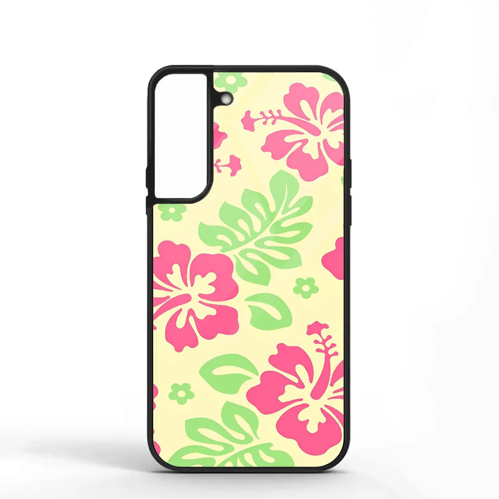 Hibiscus Retro Hawaiian Flower Phone Case For Samsung S10 S20 S21 S22 S24 S30 Plus ULTRA Mirror Acrylic Cover