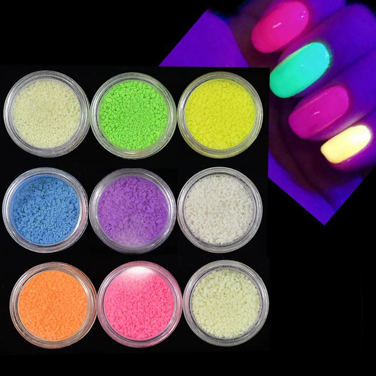 

2 Pack Luminous Sand Powder Fluorescent Textured Paper Nail Glitter Green Bright