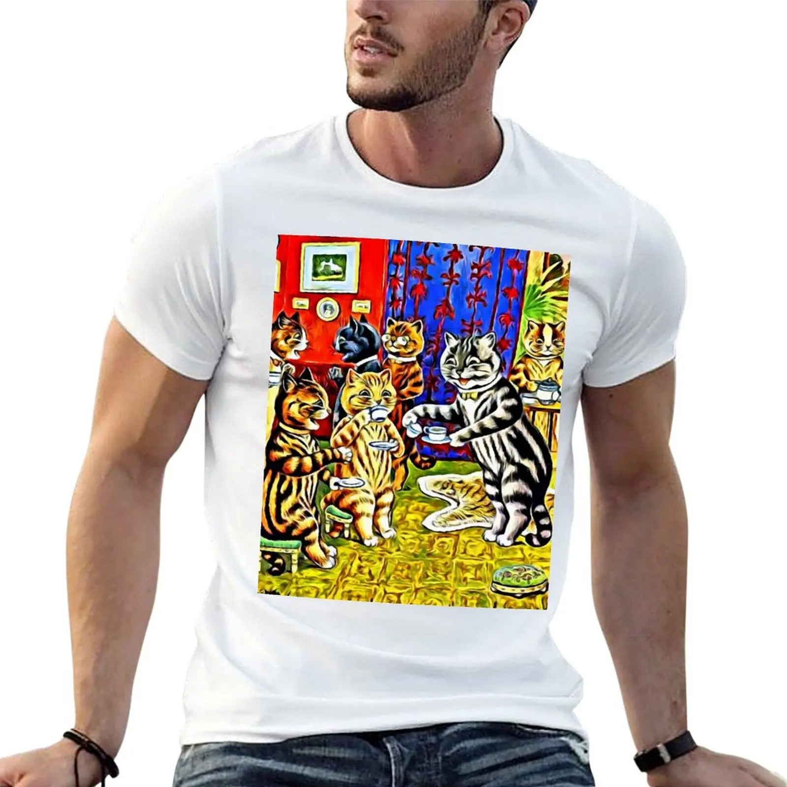 

Cat Tea Party, Louis Wain Cats, Funny Cats T-Shirt t shirts with prints t shirt man cotton T-Shirt
