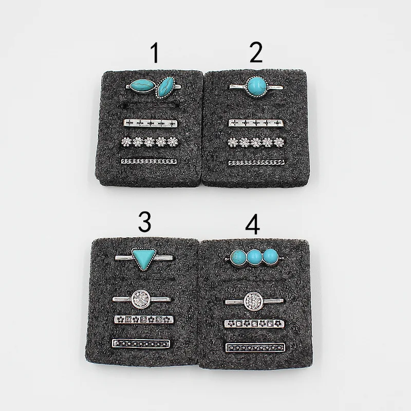 Wholesale 5sets/Lot Silver Metal Charms Decoration for Apple Watch Silicone Band Sport Strap Turquoise Stone Ring