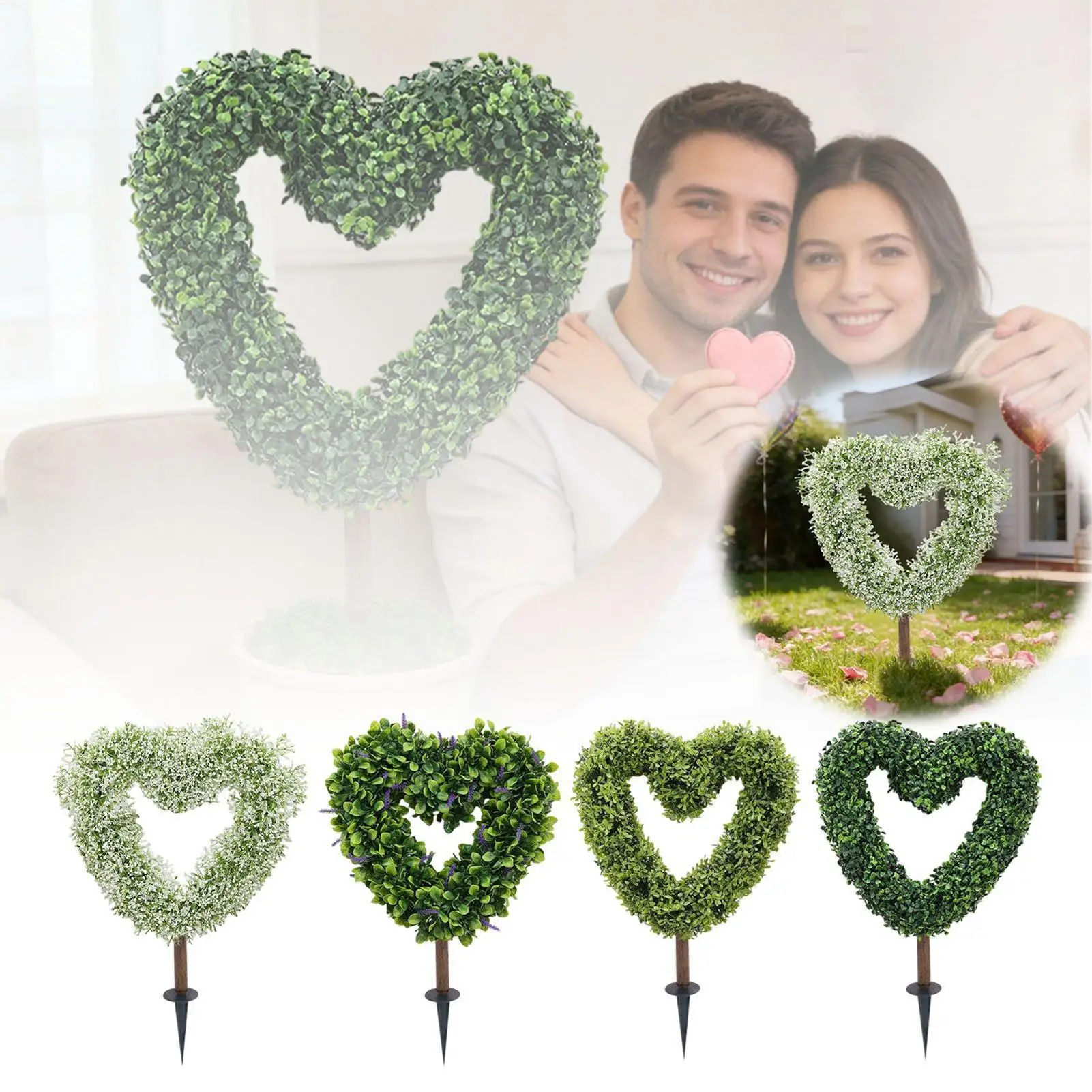

Yard Stakes Heart-Shaped Valentines Home Decor Artificial Greenery Yard Signs Outdoor Decor for Indoor Pathway Backyard Patio