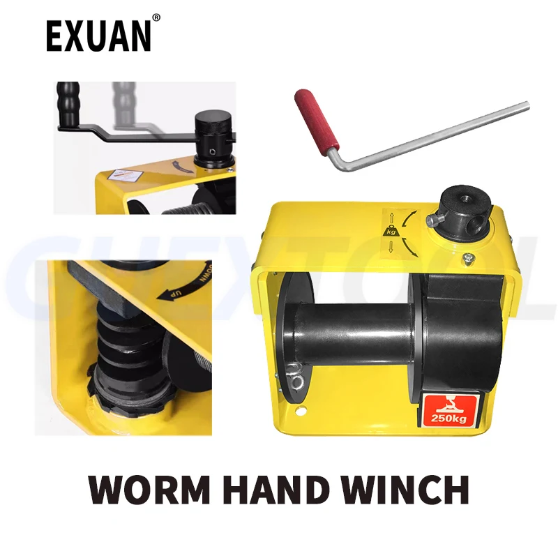 

A250/A500 Turbo Worm Winch Heavy Duty Manual Winches Self-Locking Hand Capstan Portable Turbo Winch Wire Rope Twister With Brake