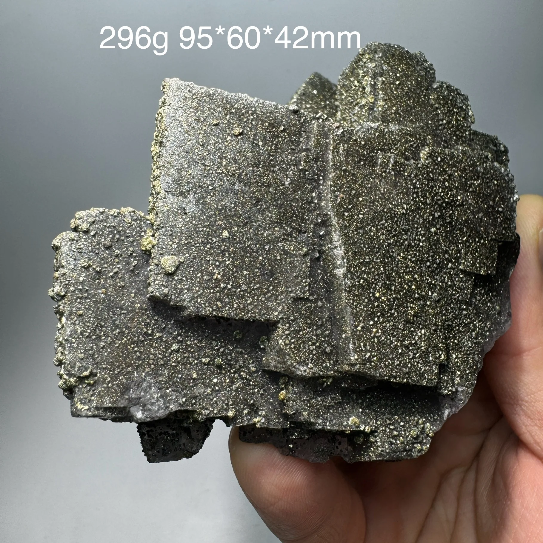 296g Natural Nigeria Large Particles Sunlight fluorite With Pyrite Symbiont Mineral Healing Quartz Crystals Stone Home Decor