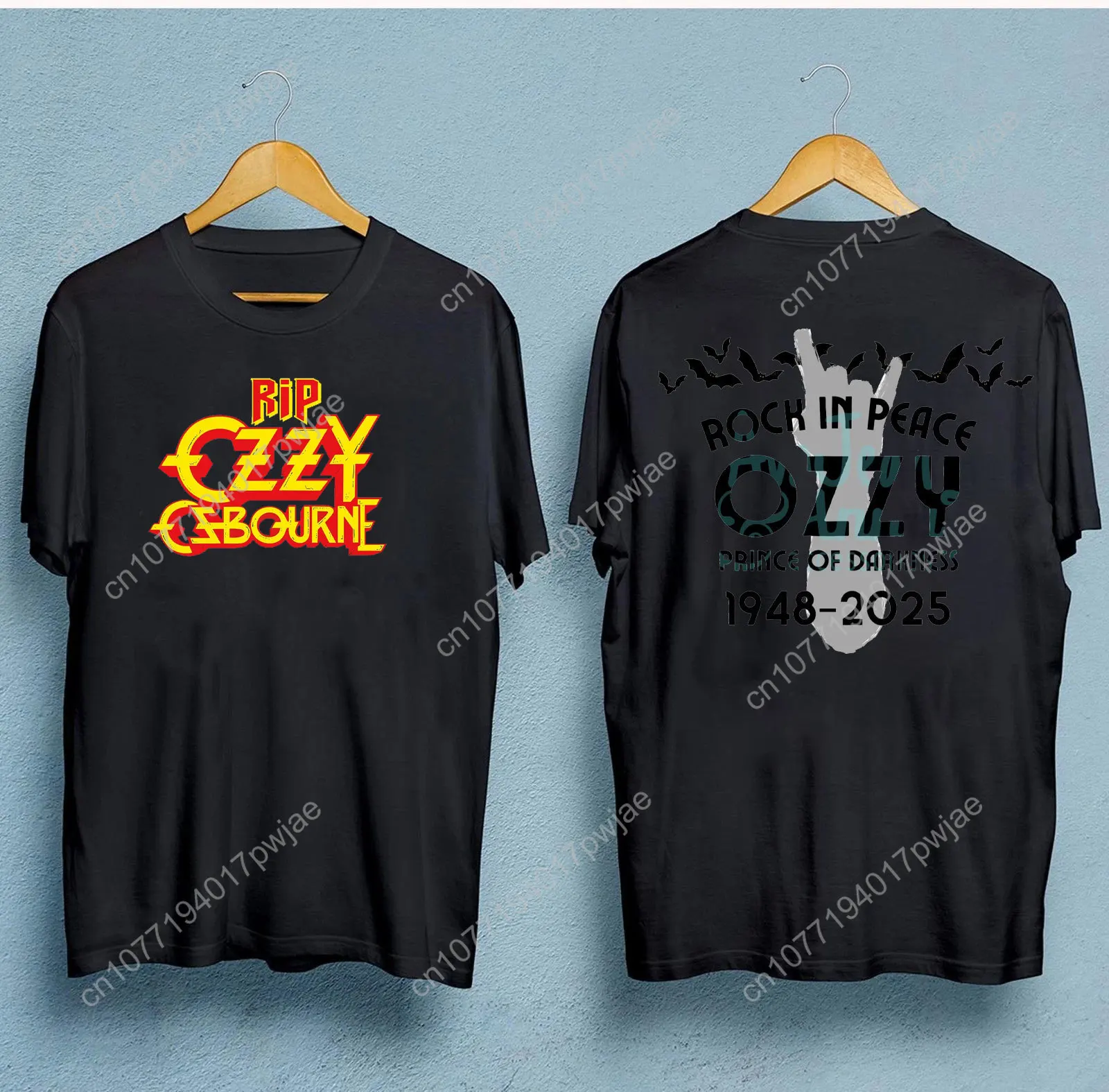 RIP 오지 오스본 1948-2025 추억에 감사드립니다 그래픽 티셔츠 평화롭게 휴식하라 헤비 메탈 대부 여성 남성 코튼 티셔츠