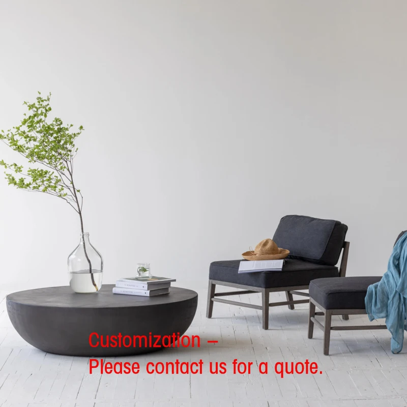custom.Mid Modern Nordic French Concrete Black Modern Living Room Furniture Coffee Table Round Coffee Tables