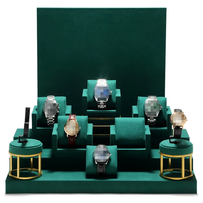 Watch display props live show window watch display props metal dark green ladder display rack