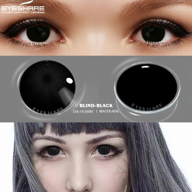 EYESHARE 1Pair Halloween Cosplay Colored Contacts Lenses for Eyes Anime Eyes Lenses White Lenses Fashion Black Contacts Lenses