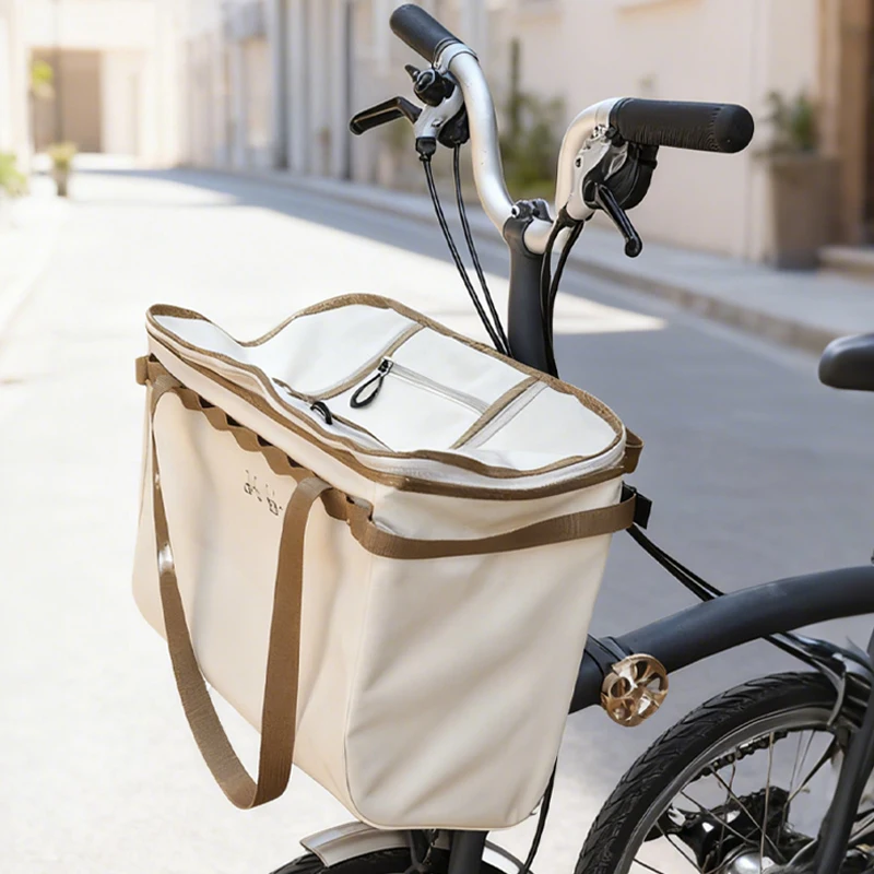 

21L Large Capacity Front Storage Bag With Bracket Pet Bag For Brompton Folding Bicycle Vegetable Basket Bag And Internal Bracket