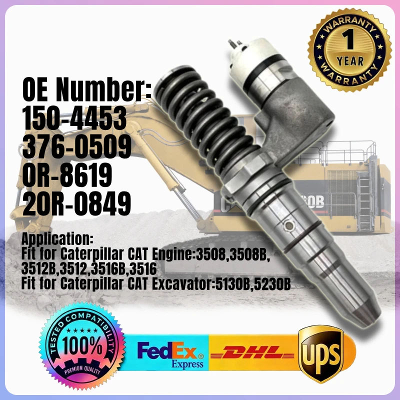 Fuel Injector 150-4453  376-0509  0R-8619  20R-0849 for Caterpillar CAT Engine 3508 3512B 3512 3516 Excavator 5130B 5230B