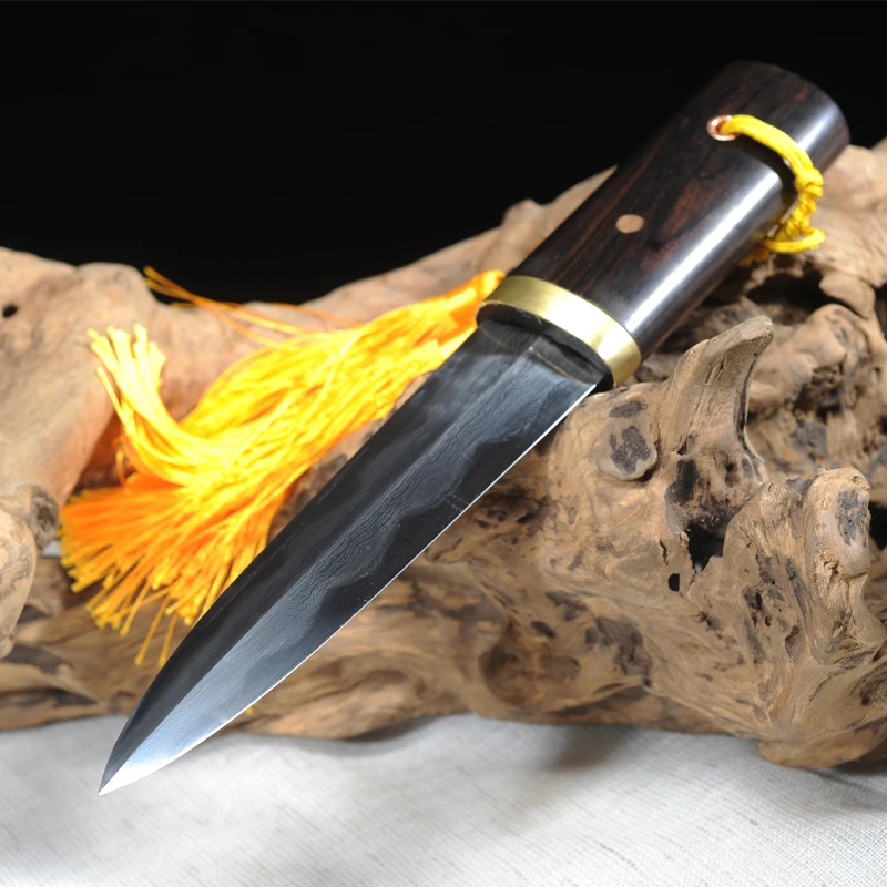 Chinese Tang Sword Folded Steel Clay Tempered Real Hamon Blade Ebony Wood Scabbard Shirasaya Katana Dragon Tanto Home Decor view 2