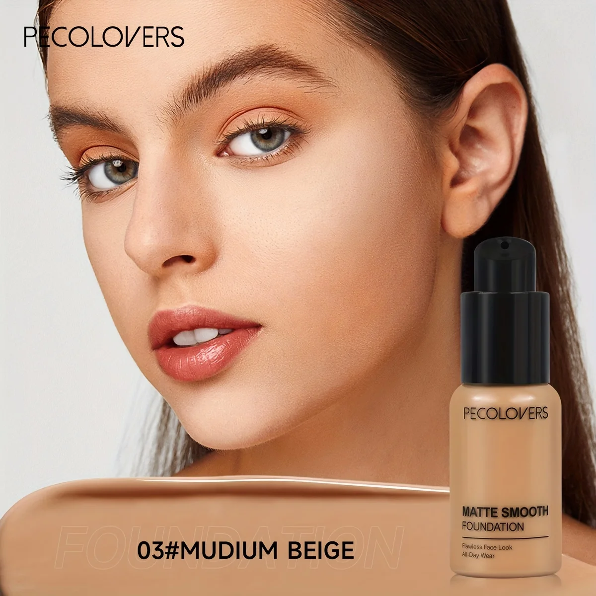 PECOLOVERS Matte Finish Liquid Foundation – Ölkontrollierender, wasserfester Concealer mit vollständiger Abdeckung für alle Hauttöne