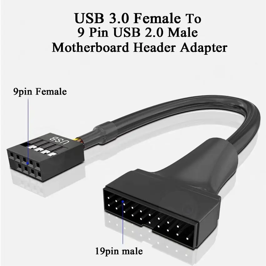 

New 1pc 19/20 Pin USB 3.0 Female To 9 Pin USB 2.0 Male Motherboard Header Adapter Cord