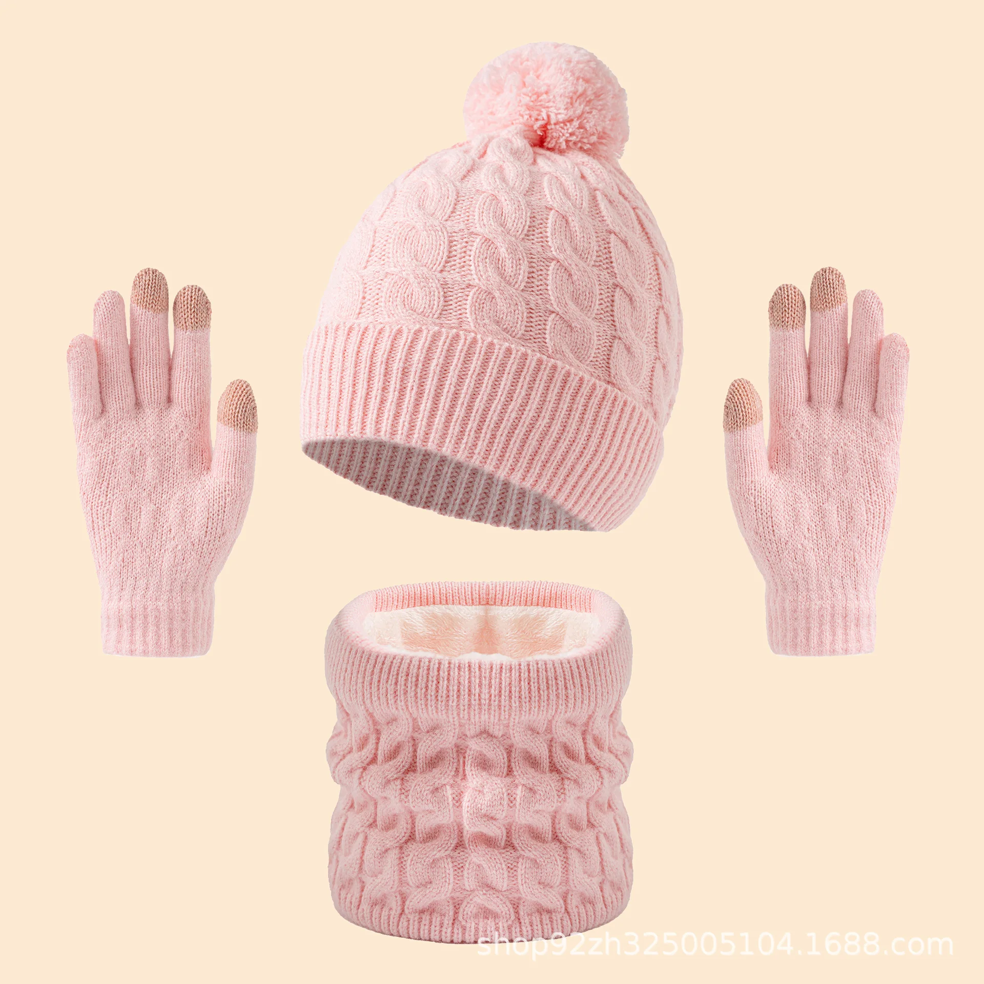 Gorros, bufandas y guantes de punto de 3 piezas para niños, aptos para niños de 3 a 12 años para mantener el calor al aire libre en invierno.