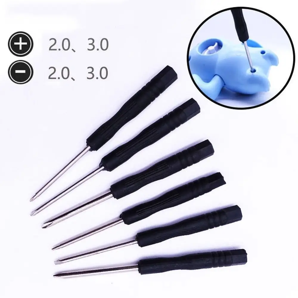 10Pcs Portable Small Mini Screwdriver Slotted Cross 2mm 3mm Repair Tool Steel Black Disassembly Screwdriver