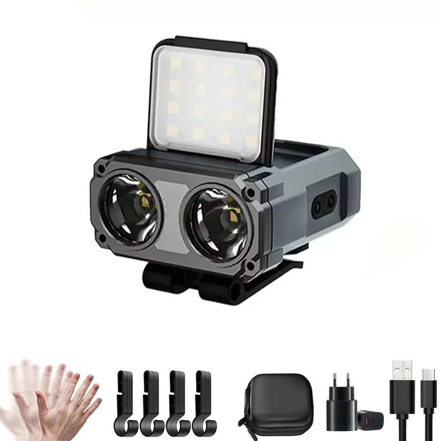Portable Rechargeable Headlamp LED Clip On Cap Lamp Smart Sensor Flashlight Waterproof Hat Light Headlamp For Fishing Reading