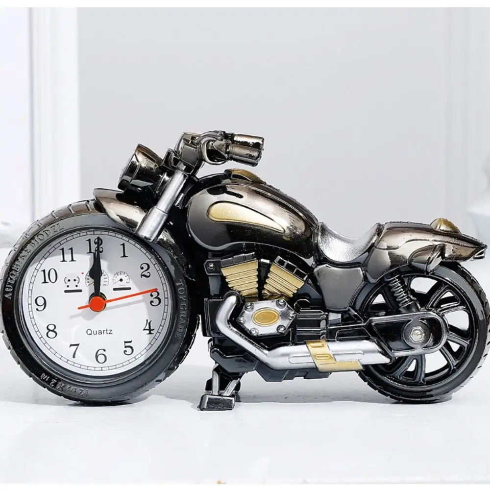 Numeral Easy to Use Figurine Retrobedside Art Crafts Desktop Ornament Motorcycle Model Bedside Clock Motorcycle Alarm Clock