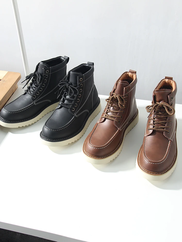 

Love at First Sight! Top Layer Cowhide High Top Men's Autumn Winter Outdoor Workwear Style Boots