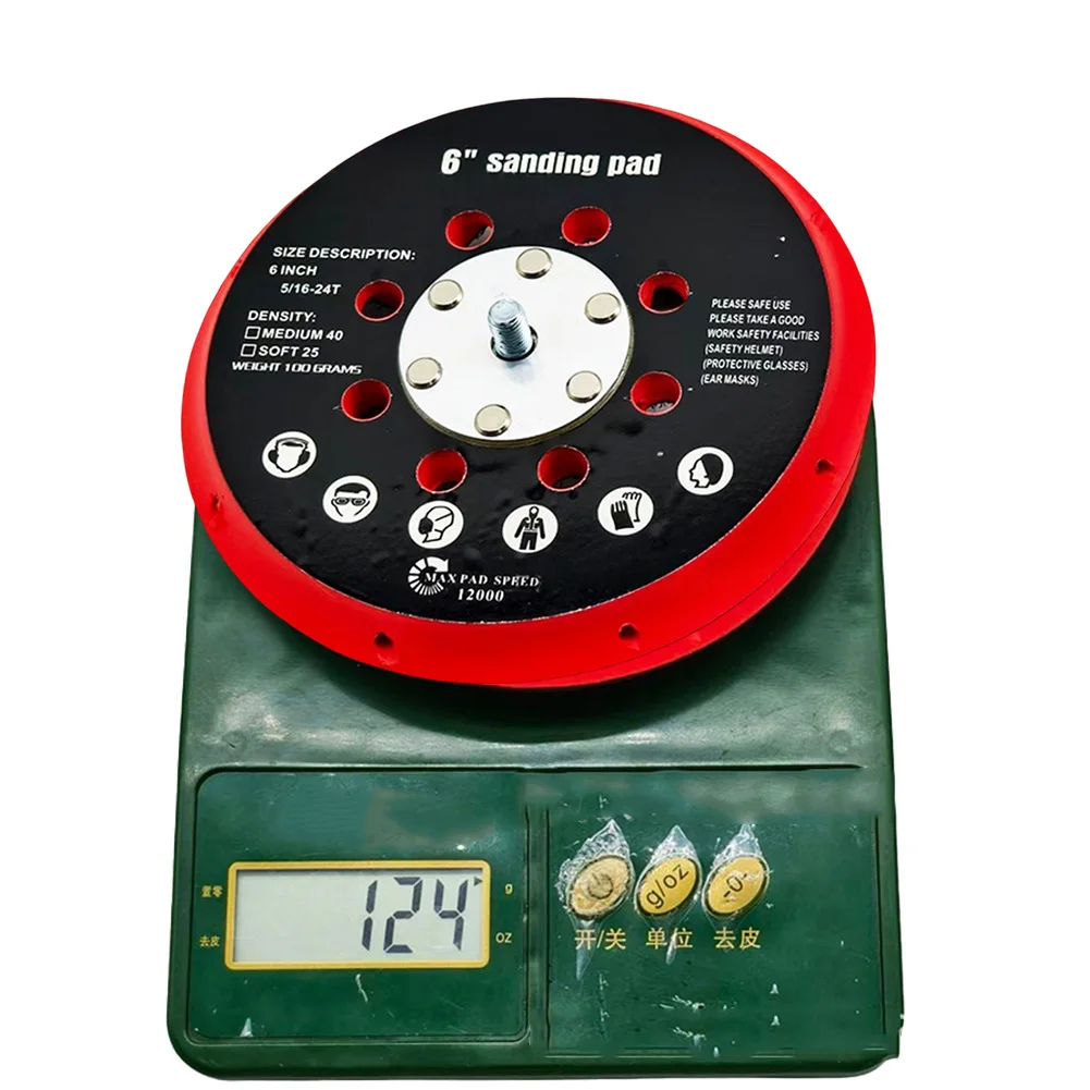 

6 Inch 150mm 17 Hole Sander Backing Pad For Orbital Sander, Hook And Loop- Sanding Disc Base, 5/16-24 Thread, Up To 12000 RPM